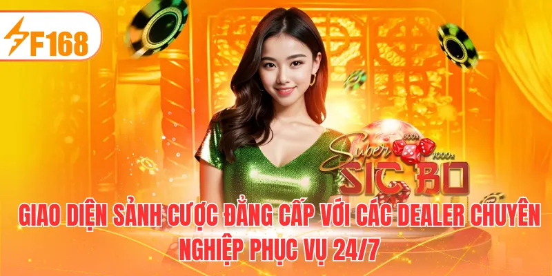 Giao diện sảnh cược đẳng cấp với các Dealer chuyên nghiệp phục vụ 24/7