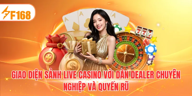 Giao diện sảnh Live Casino với dàn Dealer chuyên nghiệp và quyến rũ